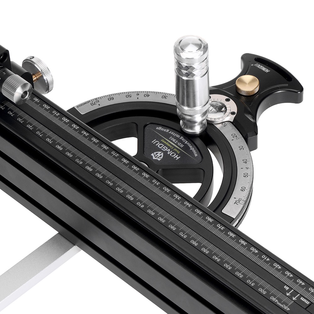 HONGDUI Precision Miter Gauge and Adjustable Miter Bar - ตัวพาไม้ตัดขวางเสี้ยน พร้อมแขนพาไม้ของ Hongdui สำหรับโต๊ะเลื่อยที่ใช้ร่อง Miter มาตรฐาน U.S. และมาตรฐาน Bosch ยุโรป (สินค้าสั่งซื้อล่วงหน้า - Pre-Order)