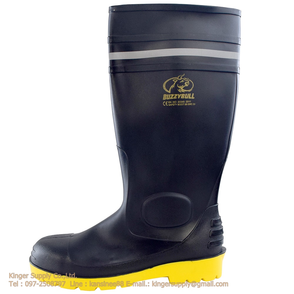 รองเท้าบูทเซฟตี้หัวเหล็ก BLACK SAFETY BOOT PVC สูง 40 cm