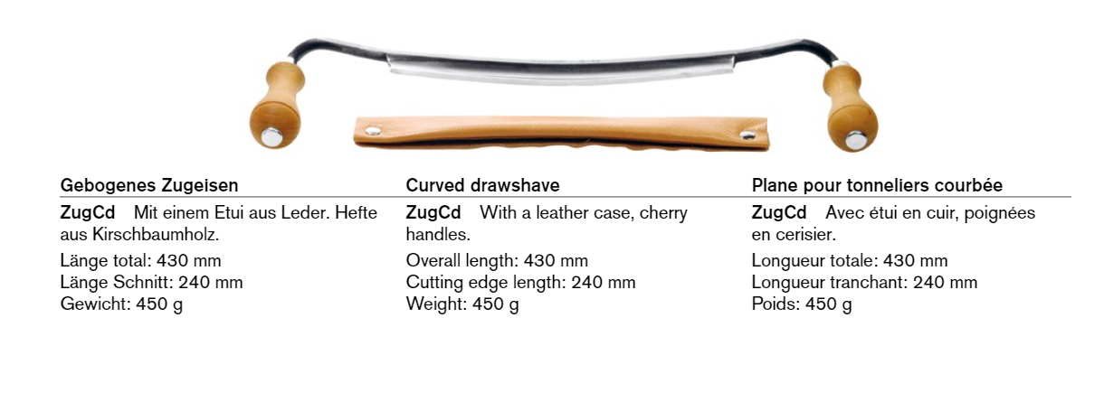 PFEIL ZugCd - Drawknife, Downswept and Curved Blade - มีดเหลาไม้แบบใบมีดโค้งลงเล็กน้อย Pfeil รุ่น ZugCd