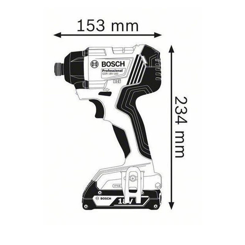 BOSCH GDR 180-LI Cordless Impact Driver with 2x 2.0Ah batteries and charger - สว่านไขควงกระแทกไร้สาย Li-Ion 18V บ็อช รุ่น GDR 180-LI พร้อมแบตเตอรี่ 2.0Ah x2 ก้อน และแท่นชาร์จ -