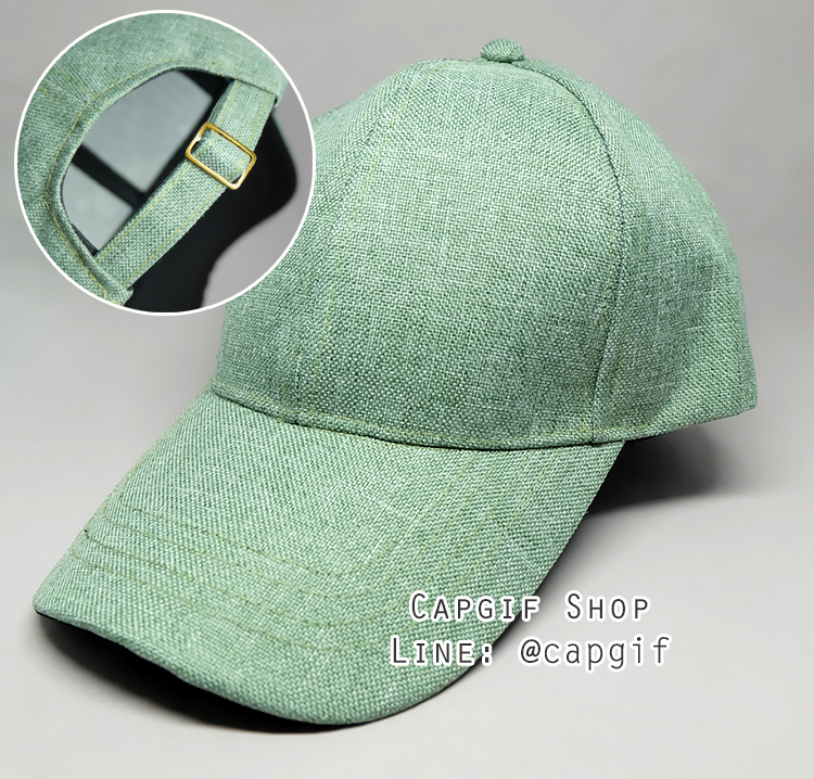 หมวกแก๊ปผ้าแคนวาสสีเขียวขี้ม้า