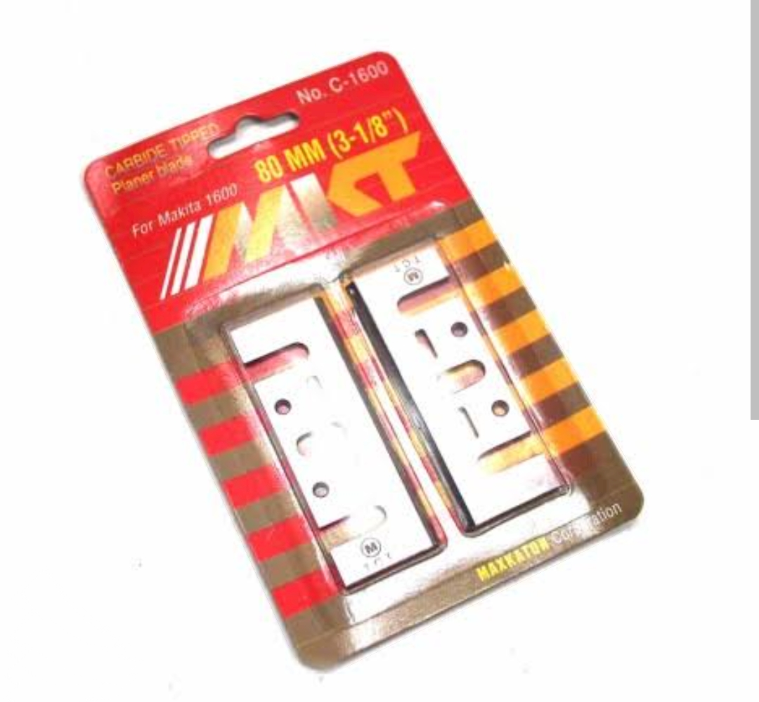 MKT C-1600 TCT 80mm (3-1/8 Inch) 7mm or 11mm Carbide Tip Blade set for Makita 1600 Electric Planer - ชุดใบมีดปลายคาร์ไบด์สำหรับเครื่องกบไสไม้ไฟฟ้า หนา 7มม หรือ 11มม. ขนาดใบกว้าง 80มม (3-1/8 นิ้ว) สำหรับกบไฟฟ้ามากีต้า 1600