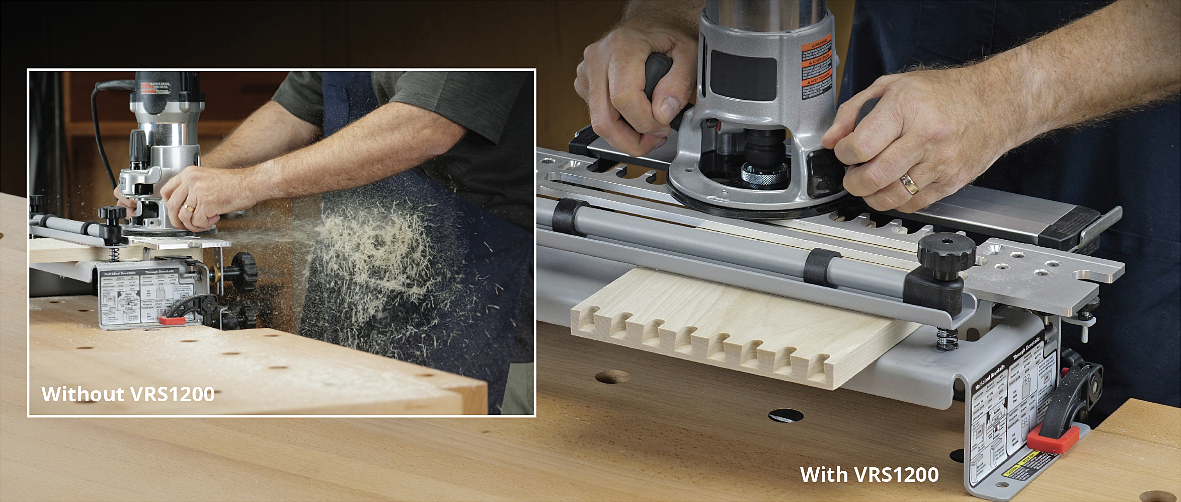 LEIGH VRS1200 Vacuum & Router Support for Porter-Cable 4200 Series (4210, 4212 และ 4216) Dovetail Jigs - ชุดดูดฝุ่นและฐานรองรับเร้าเตอร์สำหรับจิ๊กทำเดือยหางเหยี่ยว Porter Cable * (Made in Canada)