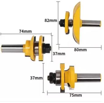 SIT Tool 12343 Round Over 3 Bit Raised Panel Cabinet Door Router Bit Set with Back-cutter Panel Raiser - 1/2" Shank - ชุดดอกเร้าเตอร์ทำกรอบประตูตู้แบบลอนโค้งมี Back-cutter ชนิด 3 ดอกชุด