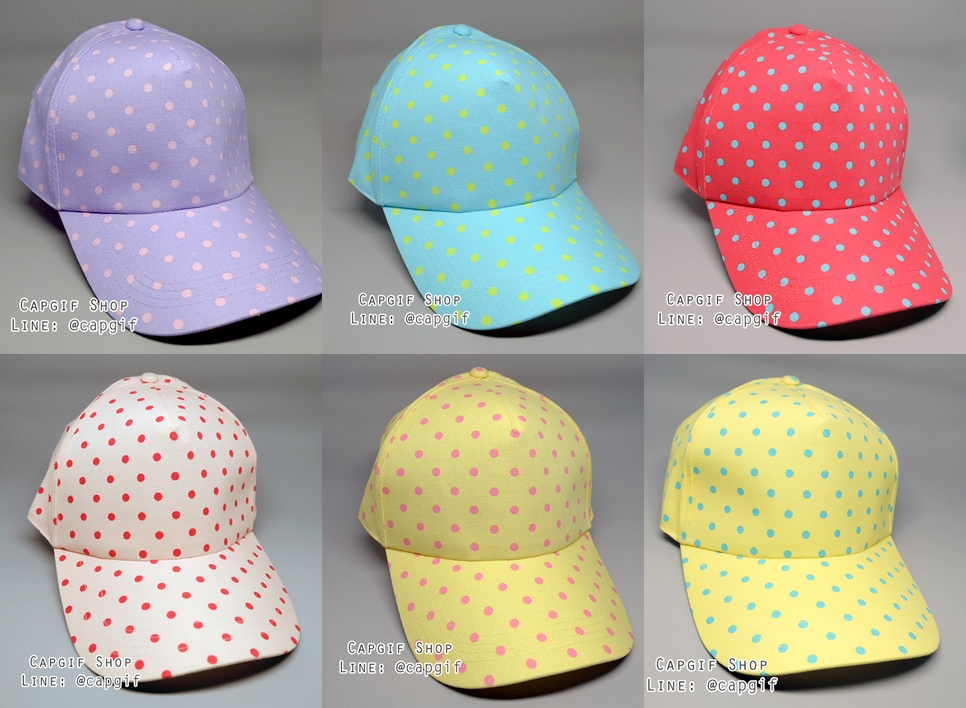 หมวกแก๊ปลายจุด เป็นหมวกผ้า5ชิ้น ทรงสวยปีกยาวใส่บังแดดได้ค่ะ