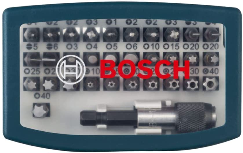 BOSCH 2607017359 Screwdriver Bit, Set with Belt, Clip 32 Pcs, 0 V, Silver - ชุดดอกไขควง พร้อมข้อต่ออเนกประสงค์ X-Line 32 ชิ้น - 2607017359