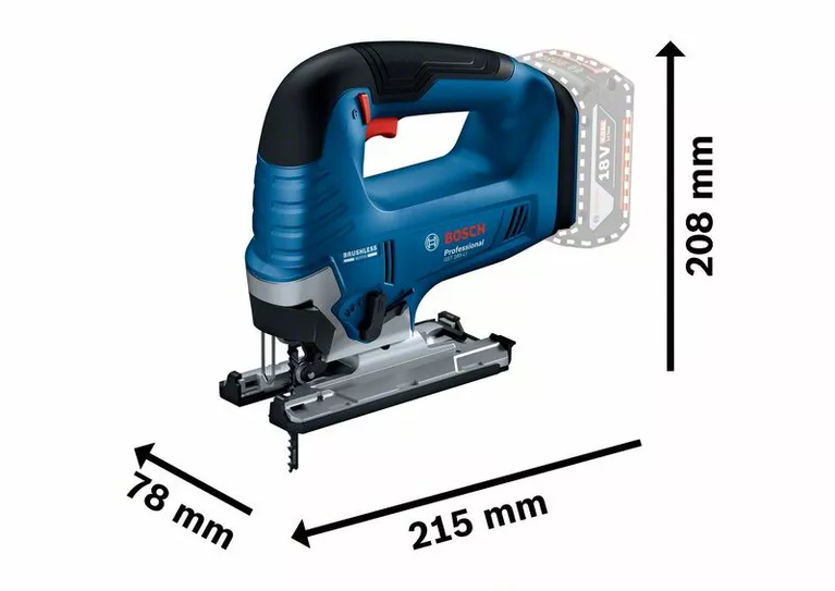 BOSCH GST 185-LI - 18V Cordless Jigsaw (Tool only without Battery and Charger) - เลื่อยจิ๊กซอว์ไร้สายใช้แบตเตอรี่ 18 โวล์ท (เครื่องเปล่าไม่มีแบตเตอรี่ ไม่มีแท่นชาร์จ) บ๊อช รุ่น GST 185-LI - 06015B30L3