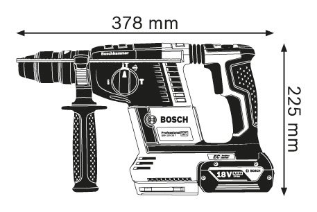 BOSCH GBH 18V-26F Rotary Hammer Drill with dust collection attachment (GDE 18V-16 FC), 2x 6.0Ah batteries and charger - สว่านโรตารีไร้สาย Li-Ion 18V + ชุดดูดฝุ่น GDE 18V-16FC (2 แบต x6Ah, แท่นชาร์จ)- 0611910004