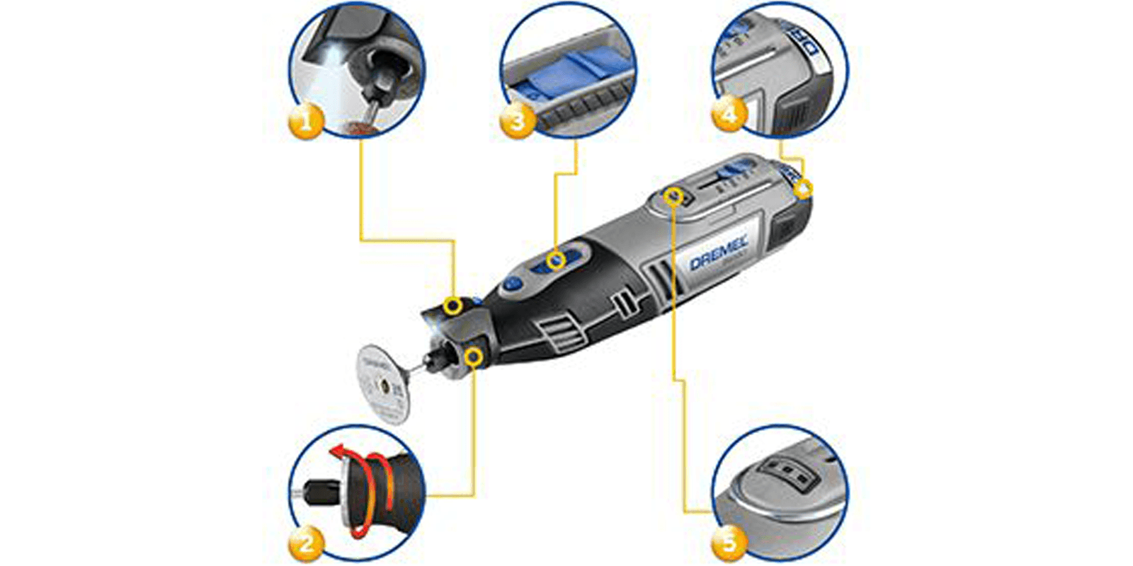DREMEL 8220-1/5 12V Cordless Rotary Tool - เครื่องมือเไร้สายใช้แบตเตอรี่ 12โวล์ท เดรเมล รุ่น 8220-1/5 (มาแทนรุ่น 8200-1/35)