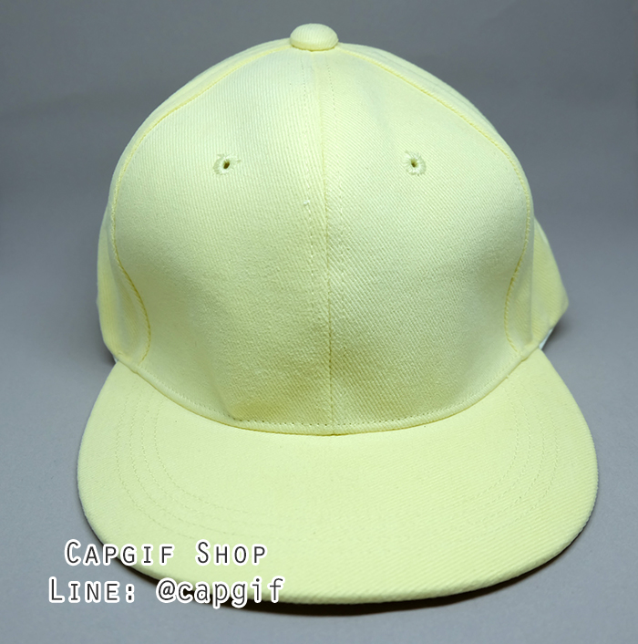 หมวกฮิปฮอปสีเหลืองล้วน ผ้าพีช