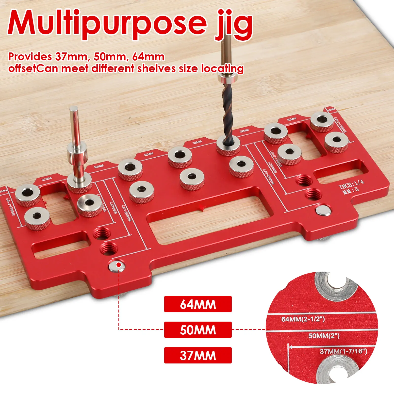 SIT TOOL SIT-KHI3220 Cabinet Hardware Jig and Shelf Pin Jig - จิ๊กสำหรับติดตั้งมือจับ ปุ่มดึง ลิ้นชัก ประตูตู้ และ จิ๊กเจาะรูติดตั้งปุ่มรับชั้นในตู้ SIT TOOL รุ่น SIT-KHI3220