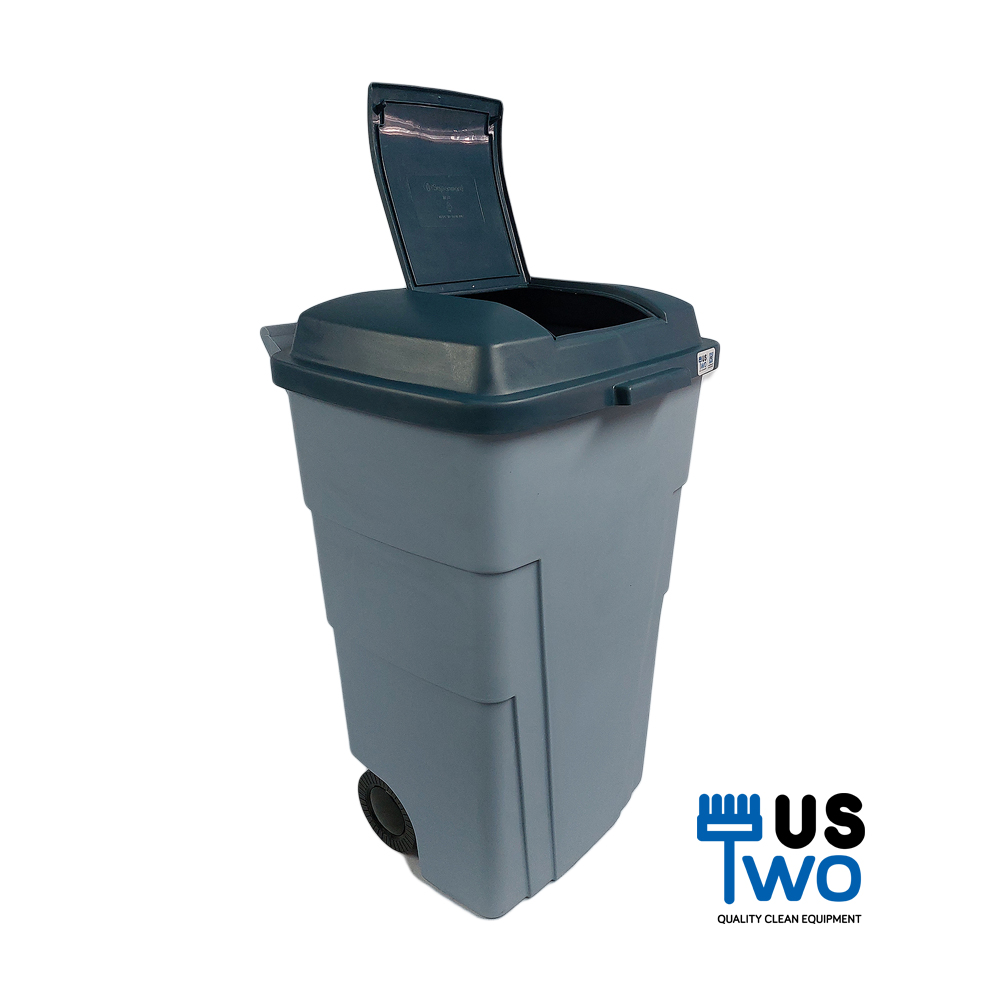 ถังขยะทรงเหลี่ยมฝาปิด มีล้อ 120 ลิตร