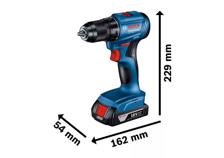 BOSCH GSR 185-LI Cordless 18v Drill Driver with 2x 2.0Ah Batteries, Charger and 23pcs Drill and Driver Bits - สว่านไขควงไร้สาย Li-Ion 18V พร้อมแบตเตอรี่ 2.0Ah 2ก้อน แท่นชาร์จ และชุดดอกสว่าน และดอกไขควง 23ชิ้น บ๊อช รุ่น GSR 185-LI - 06019K30K2