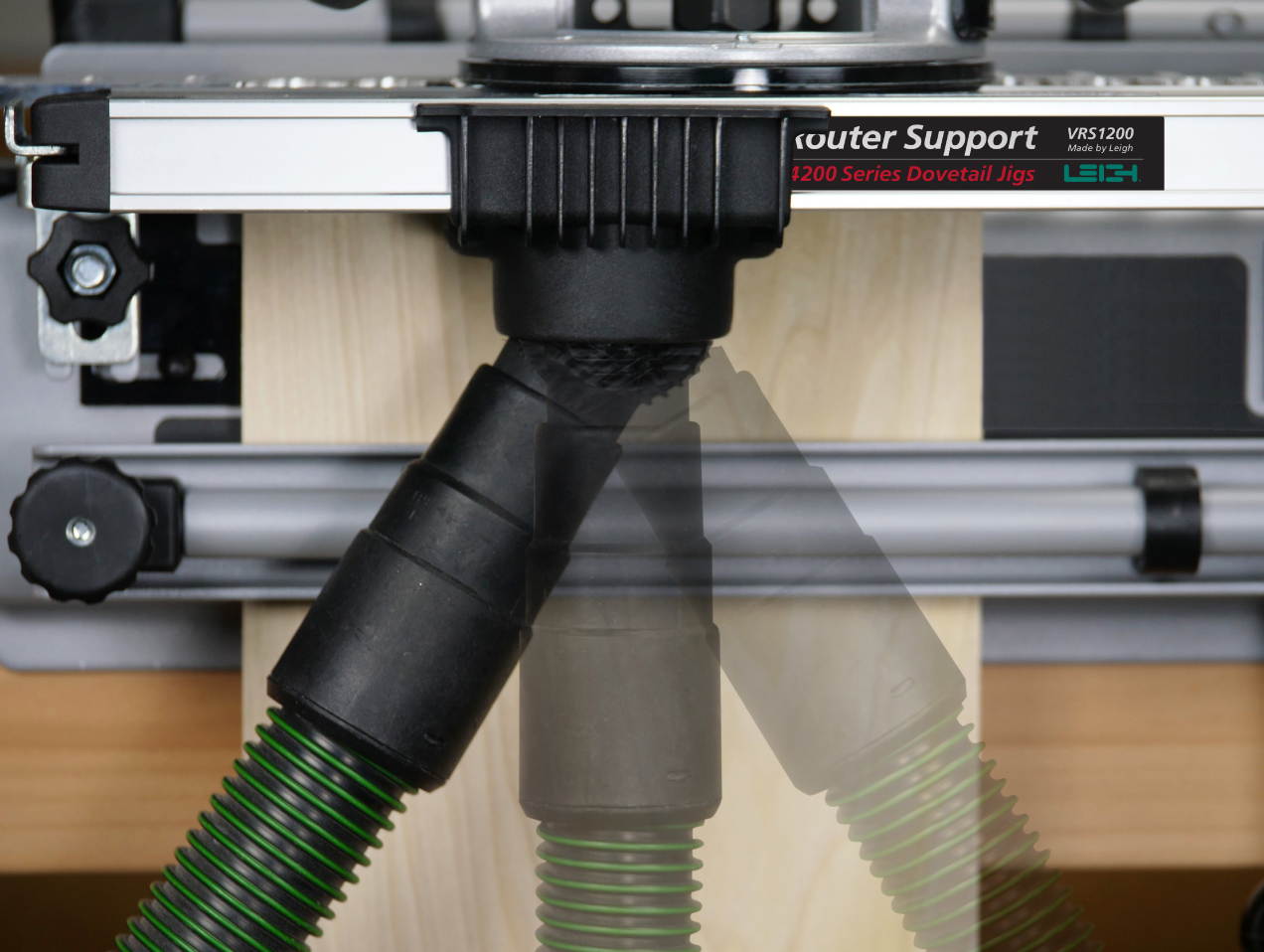 LEIGH VRS1200 Vacuum & Router Support for Porter-Cable 4200 Series (4210, 4212 และ 4216) Dovetail Jigs - ชุดดูดฝุ่นและฐานรองรับเร้าเตอร์สำหรับจิ๊กทำเดือยหางเหยี่ยว Porter Cable * (Made in Canada)