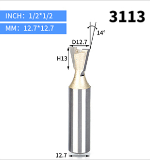 SIT Tool - 3113 Dovetail Router Bit for MicroJig Dovetail Clamp, 1/2" Shank - ดอกเร้าเตอร์ทำร่องหางเหยี่ยวสำหรับแคล้มป์หางเหยี่ยว MicroJig ก้านดอก 1/2 นิ้ว