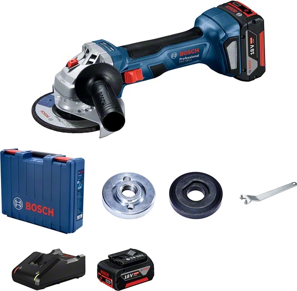 BOSCH GWS 180-LI Cordless BL Angle Grinder - เครื่องเจียรไร้สาย 18V. รุ่น GWS 180-LI (แบต 4.0 Ah x 2 ก้อน แท่นชาร์จ) - 06019H90K1
