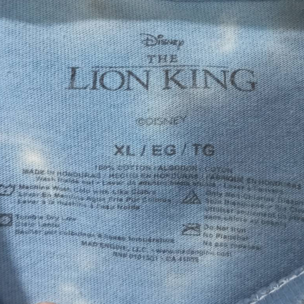 เสื้อยืดมัดย้อม ลายการ์ตูน เดอะ ไลอ้อน คิง The Lion King มือสอง