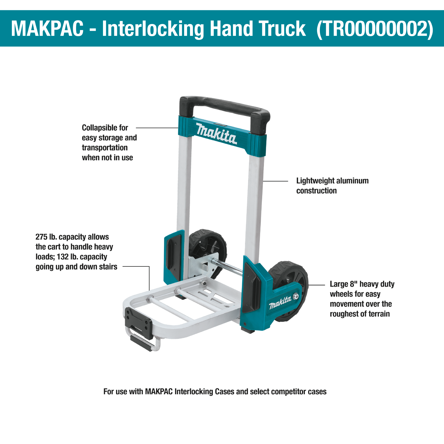 MAKITA MAKPAC TROLLEY TR00000002 - Foldable Makpac transportation trolley. - รถลากกล่องเครื่องมือ MAKITA Makpac รุ่น TR00000002