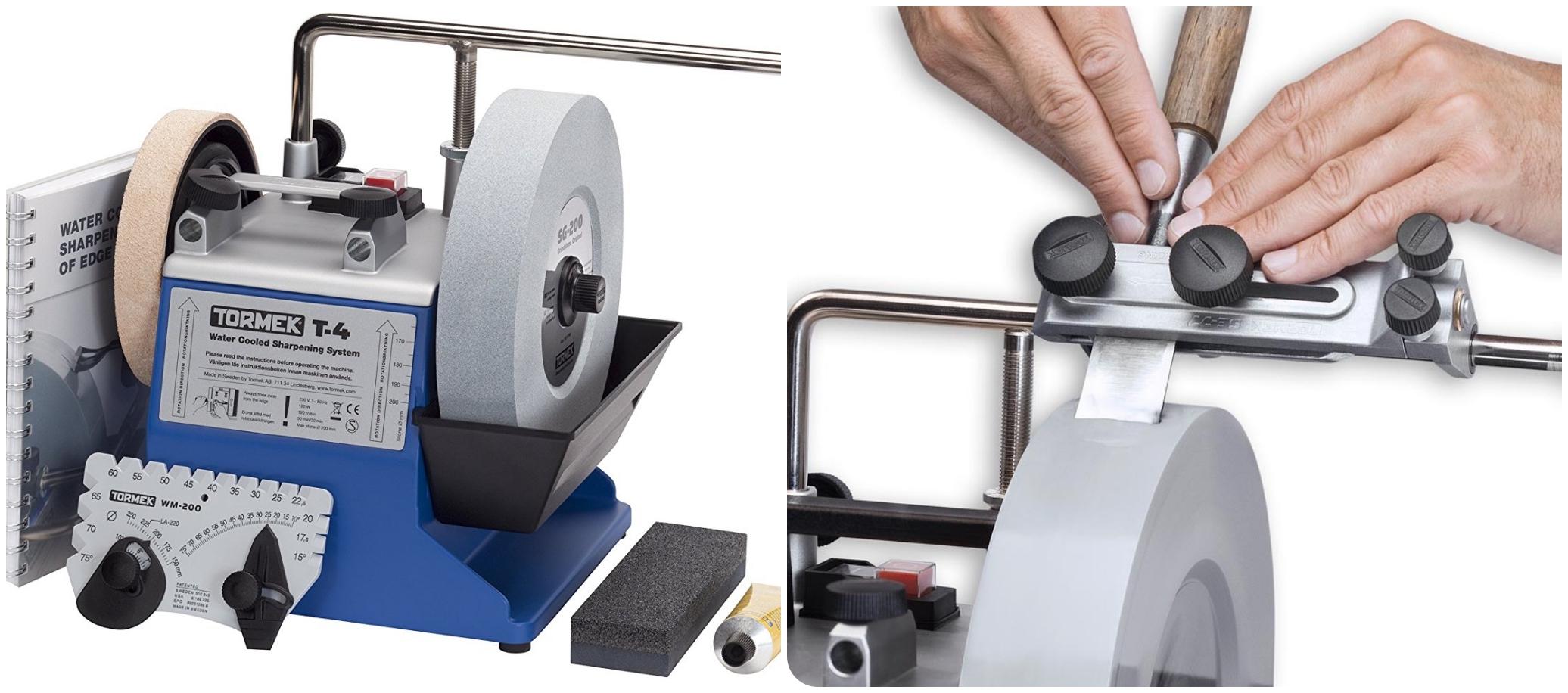 TORMEK T-4 ORIGINAL - Water Cooled Sharpening System with SE-77 Chisel/ Plane Blade Sharpener Jig -เครื่องมือลับคมหล่อเย็นด้วยน้ำ พร้อมจิ๊กลับใบกบ และสิ่ว Tormek รุ่น T-4 และ SE-77 (สินค้าสั่งซื้อล่วงหน้า Pre-order)