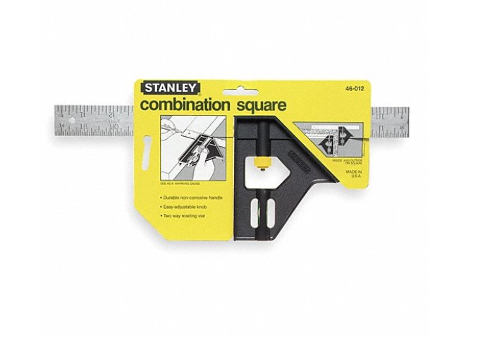 STANLEY 46-012 12 Inch Plastic Handle Combination Square, 12 In (300 mm.) - ฉากผสม ยาว 12 นิ้ว ( 300 มม.) Stanley รุ่น 46-012