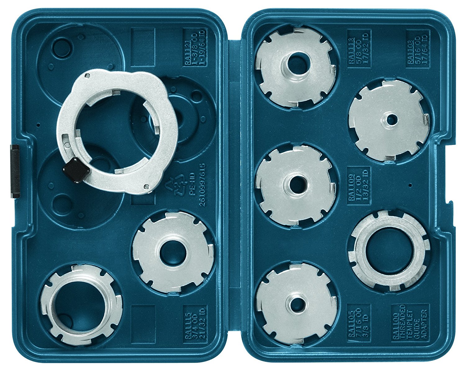 BOSCH RA1128 8-Piece Router Template Guide Set - ชุดนำเดินตามแบบ 8 ชิ้น สำหรับเร้าเตอร์บ๊อช (U.S.A)