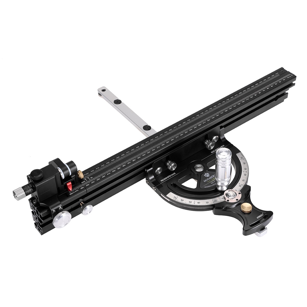 HONGDUI Precision Miter Gauge and Adjustable Miter Bar - ตัวพาไม้ตัดขวางเสี้ยน พร้อมแขนพาไม้ของ Hongdui สำหรับโต๊ะเลื่อยที่ใช้ร่อง Miter มาตรฐาน U.S. และมาตรฐาน Bosch ยุโรป (สินค้าสั่งซื้อล่วงหน้า - Pre-Order)