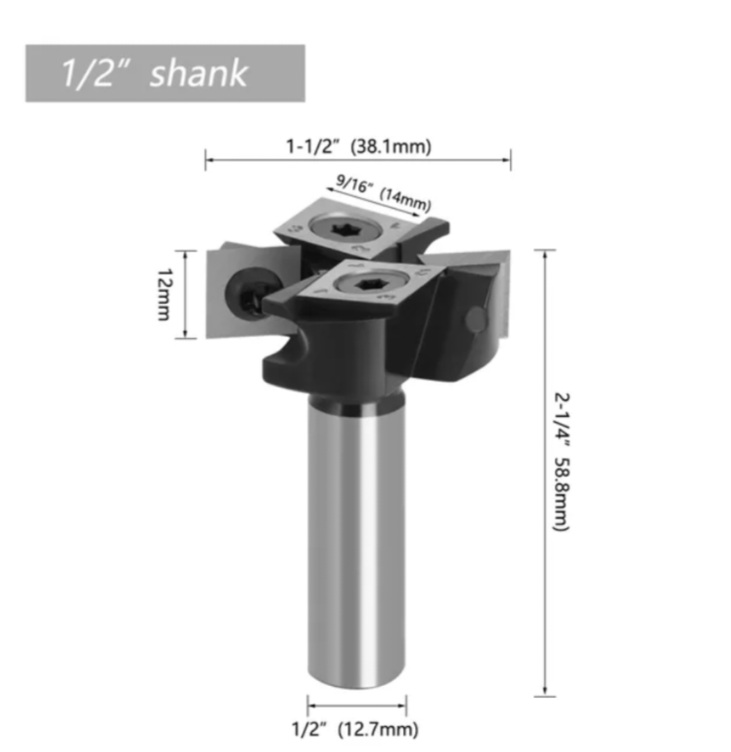 SIT TOOL SIT-RC2250 Insert Mini Surfacing & Rabbeting Flycutter 2+2 Flute Design 1-1/2" D, 1/2 Inch Shank Router Bit -ดอกเร้าเตอร์ปรับหน้าไม้ และบังใบ กว้าง 1-1/2นิ้ว แกน 1/2นิ้ว มีใบตัดคาร์ไบด์ชนิดเปลี่ยนได้ SIT TOOL รุ่น SIT-RC2250