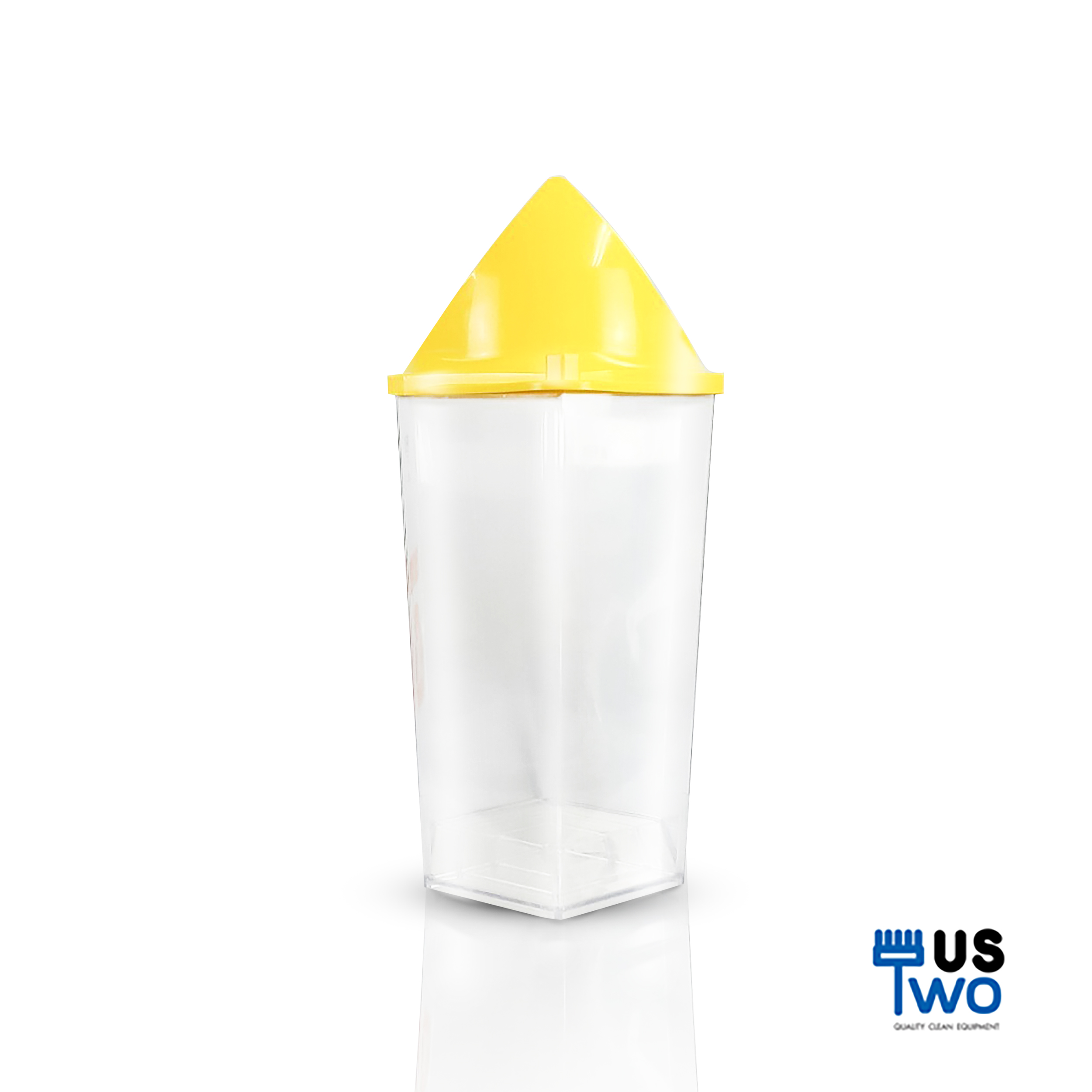 ถังขยะใสทรงหกเหลี่ยม 56 ลิตร ฝาสี แบบแกว่ง (มีตัวต่อที่ฝา พิมพ์ลาย) สีเหลือง