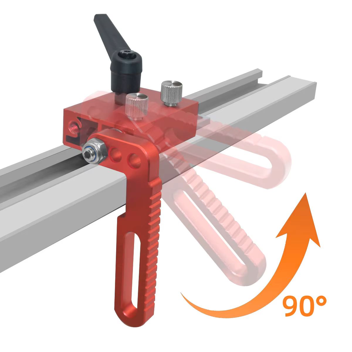 SIS TOOL SIS-GRFP002 Guide Rail Flip Stop (Red) - ตัวหยุดในรางชนิดมีก้านโยกสำหรับราง SIS TOOL รุ่น SIS-GRFP002 (สีแดง)