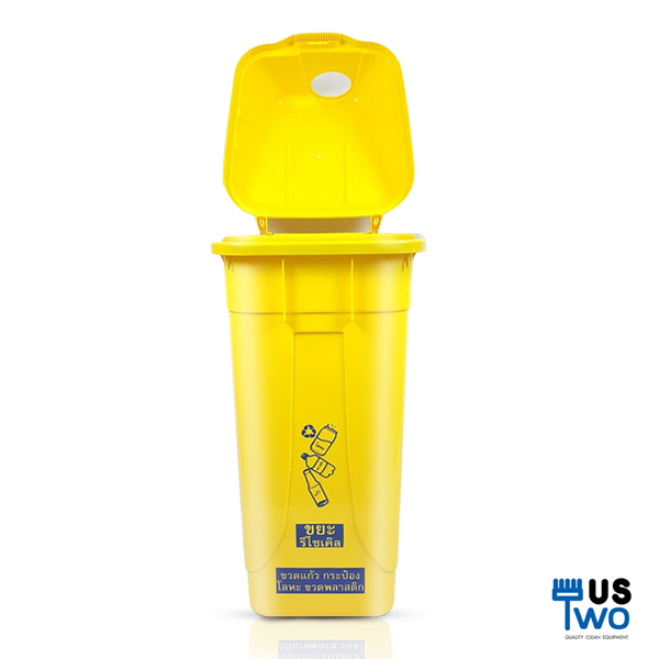 ถังขยะพลาสติก 100 ลิตร ฝาช่องทิ้งกลม มีล้อ