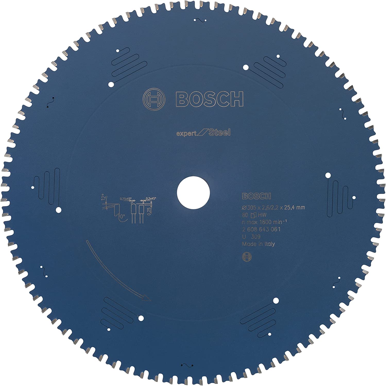 BOSCH 2608643061 - 305mm (12-inch) 80T Expert for Steel Circular Saw Blade -ใบเลื่อยวงเดือนตัดเหล็ก 305มม (12นิ้ว) x 80 ฟัน สำหรับเลื่อยตัดเหล็กไร้สะเก็ดไฟ- 2608643061