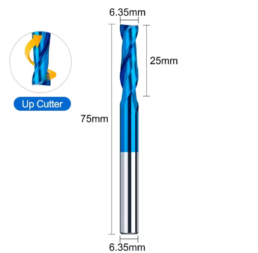 SIT TOOL SIT-RU2104 up cut Spiral Solid Carbide, Nano Blue Coating, 1/4" Shank 1" CL Router Bit - ดอกเกลียวชนิดคาร์ไบด์ทั้งแท่งแบบกัดขึ้น เคลือบนาโนบลู แกน 1/4" ความยาวคมดอก 1 นิ้ว SIT TOOL รุ่น SIT-RU2014