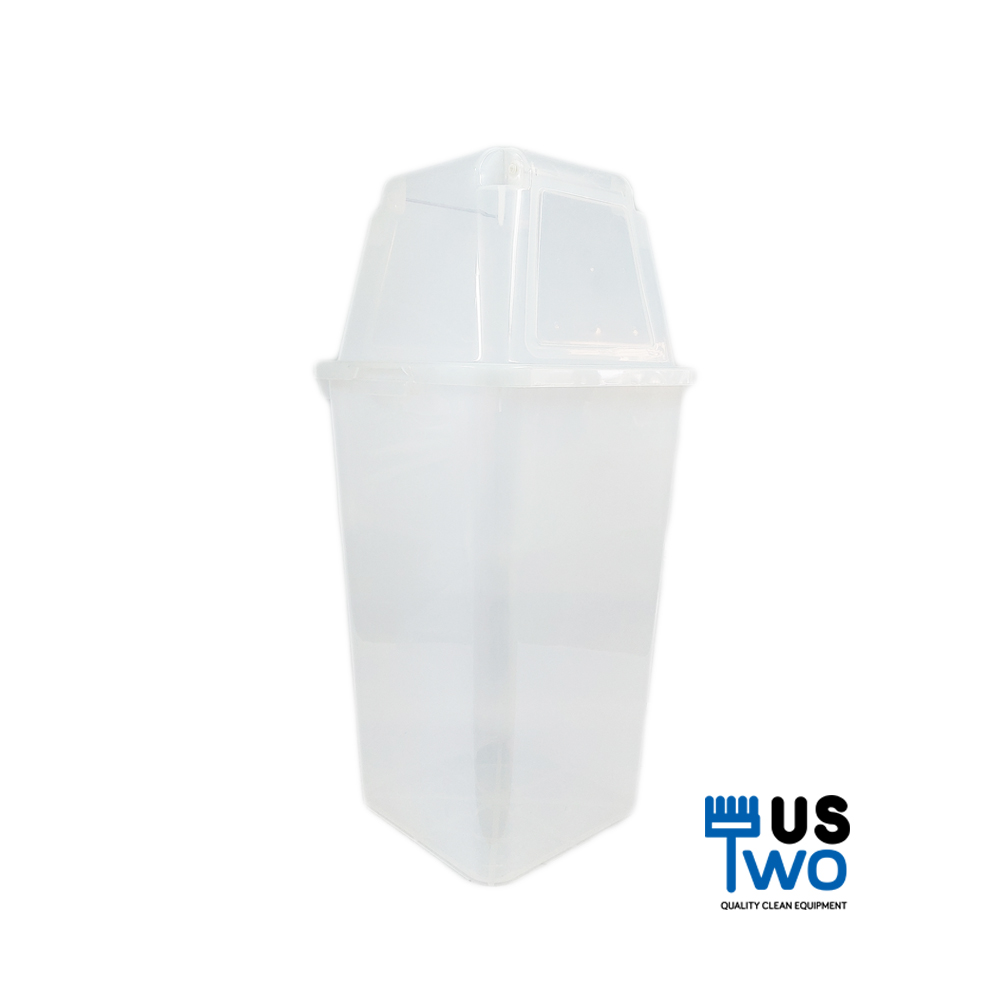 ถังขยะทรงเหลี่ยมขาวขุ่น พร้อมฝาครอบทรงสูง 120 ลิตร