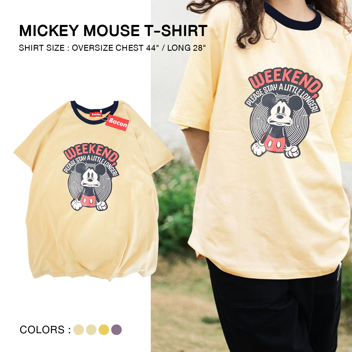 เสื้อยืดมิกกี้เมาส์ วินเทจ Mickey Mouse ทรงเสื้อ UNISEX ลายน่ารัก เสื้อโอเวอร์ไซส์ Oversize
