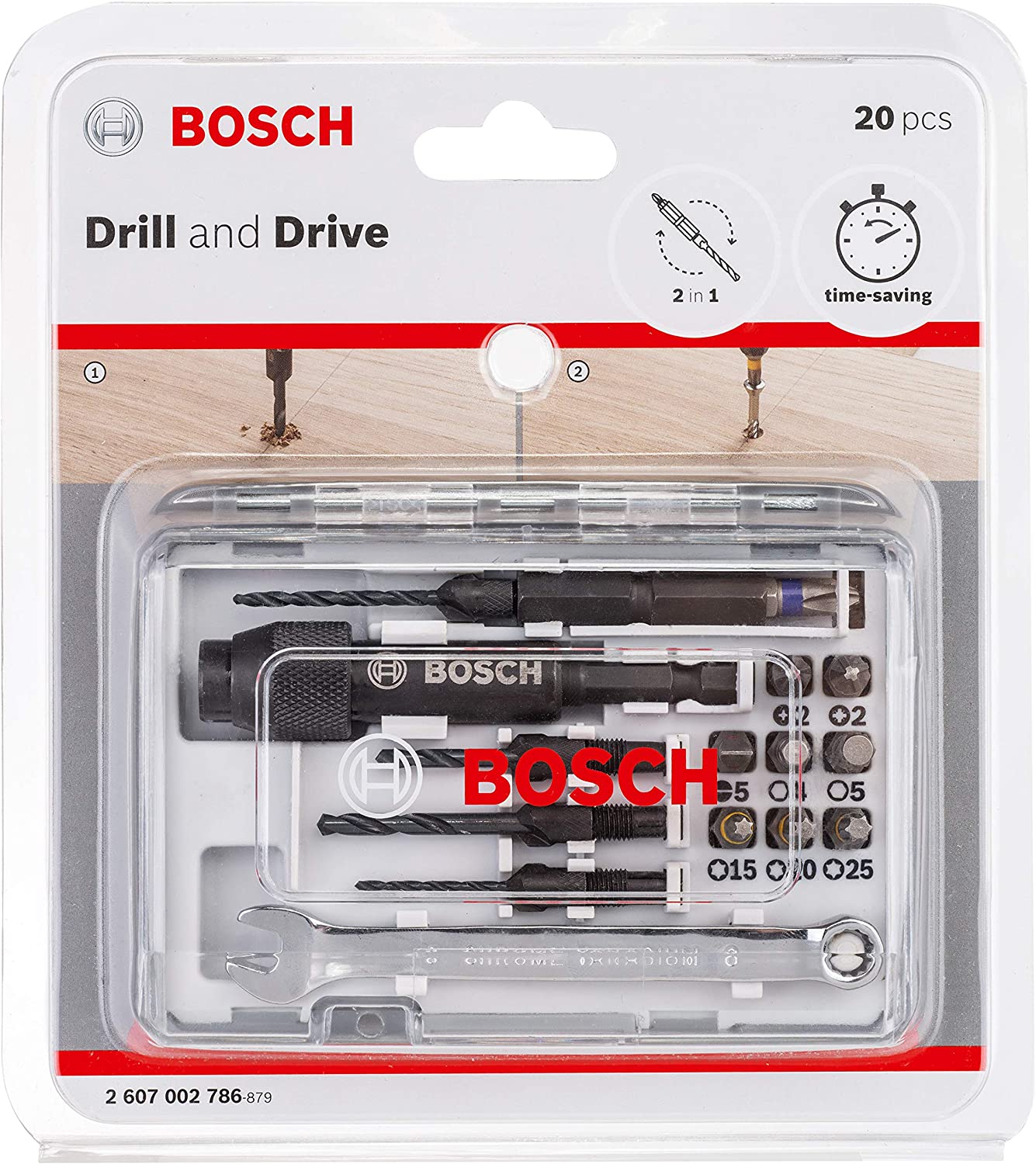 Bosch 2607002786 Screwdriver Bit Set HSS 20 Pcs - ชุดดอกสว่านและดอกไขควง 20 ชิ้น (Drill Drive) - 2607002786