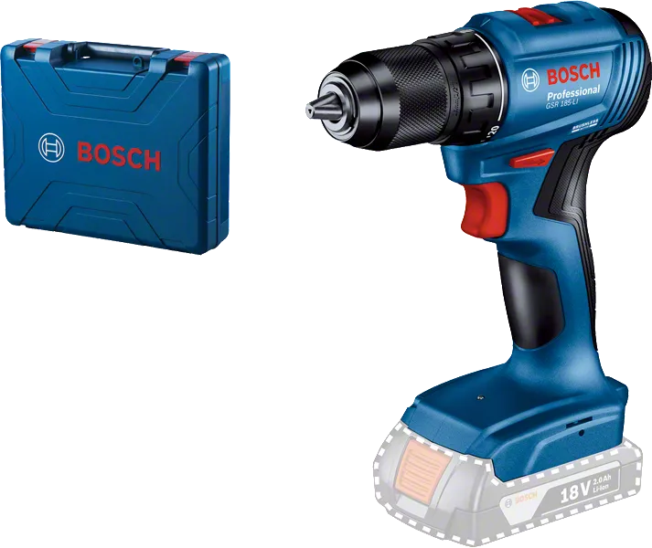 BOSCH GSR 185-LI Cordless 18v Drill Driver with 2x 2.0Ah Batteries, Charger and 23pcs Drill and Driver Bits - สว่านไขควงไร้สาย Li-Ion 18V พร้อมแบตเตอรี่ 2.0Ah 2ก้อน แท่นชาร์จ และชุดดอกสว่าน และดอกไขควง 23ชิ้น บ๊อช รุ่น GSR 185-LI - 06019K30K2
