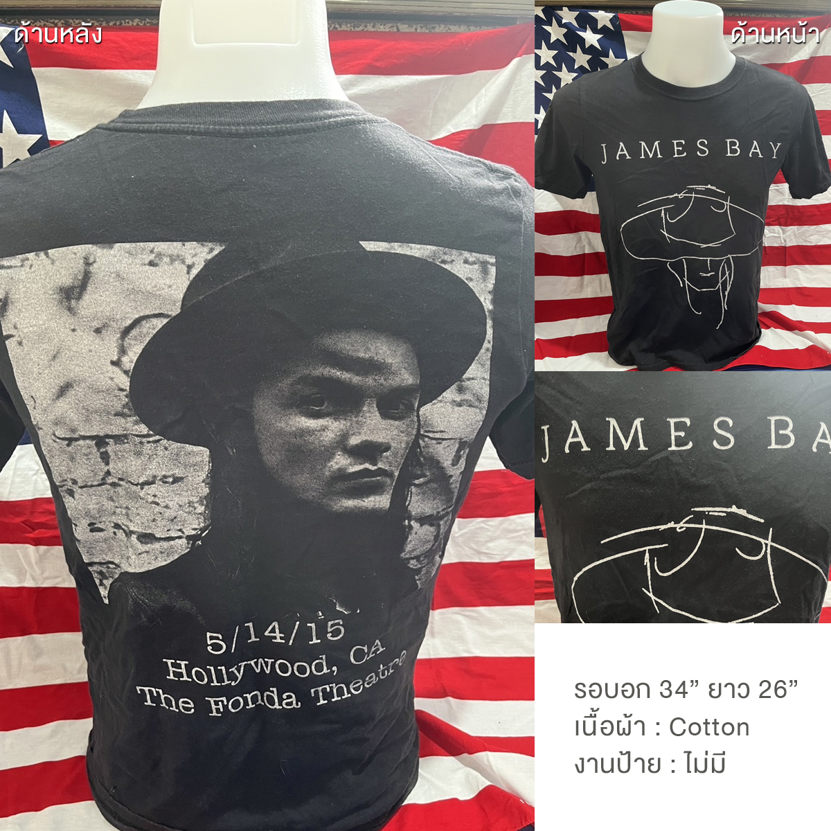 pshirtvingtage เสื้อวง James Bay เจมส์ เบย์ T-Shirt Vingtage มือสอง