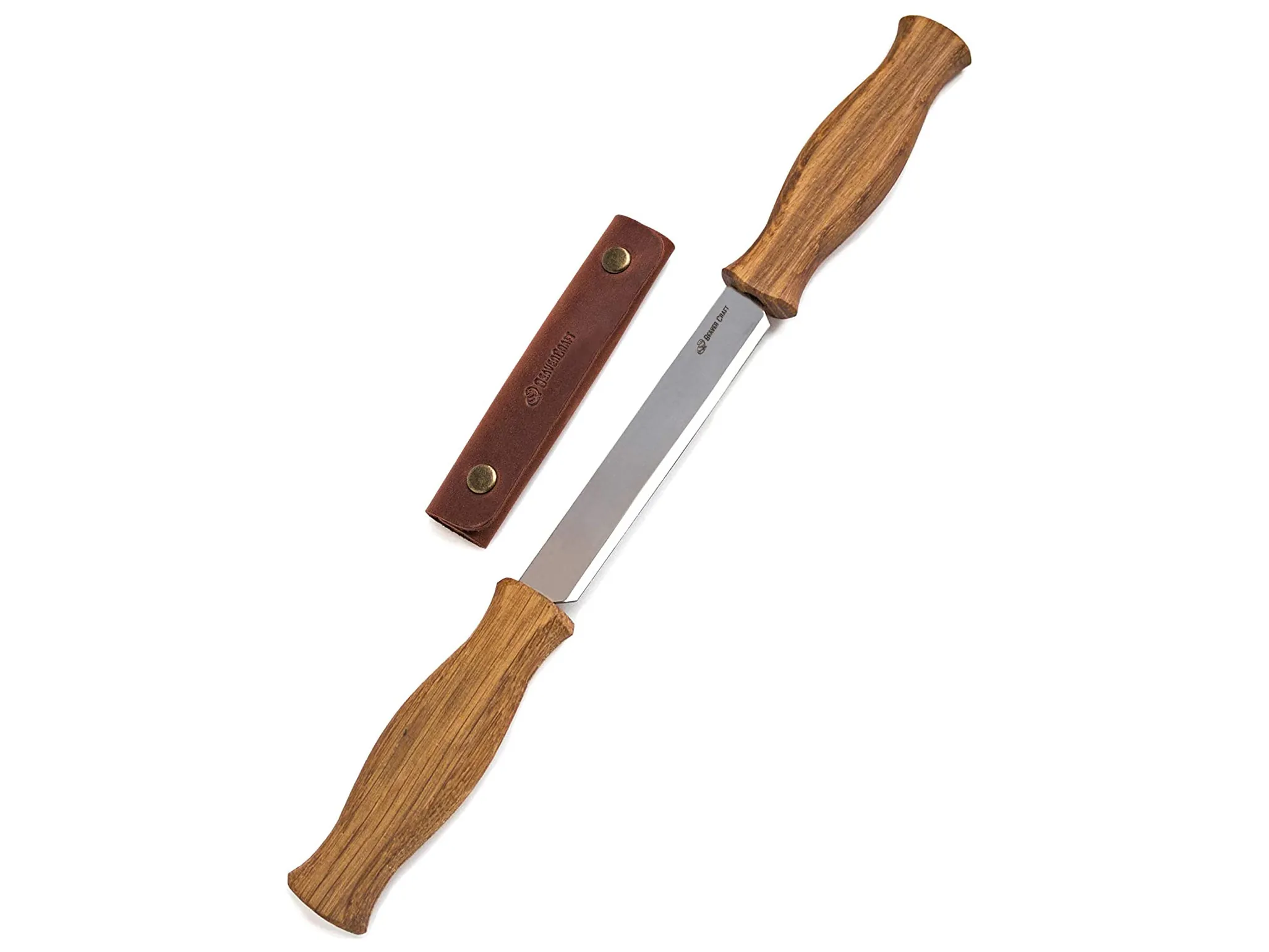 BeaverCraft DK1S - Drawknife with Oak Handle in Leather Sheath - มีดถากไม้ด้ามไม้โอ๊ค มาพร้อมซองหนัง รุ่น DK1S