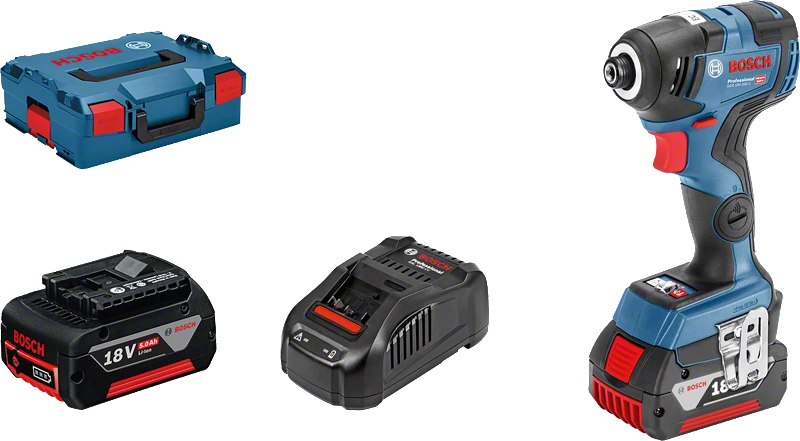 BOSCH GDR 18V-200 C Cordless Impact Driver with 2x 5.0 Ah batteries and charger - สว่านไขควงกระแทกไร้สาย ไม่ใช้แปรงถ่าน Li-Ion 12V พร้อมแบตเตอรี่ 2.0Ah x2 ก้อน และแท่นชาร์จ - 06019G4101
