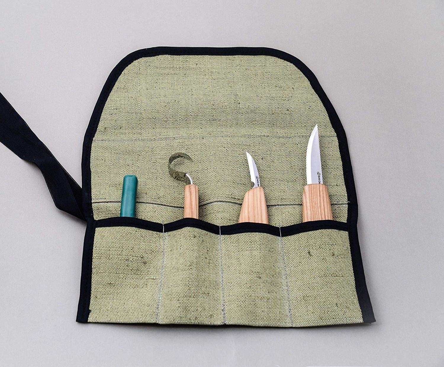 BeaverCraft Rolling Small Tool up Organizer Bag 4 Pockets Wrench roll up Pouch Gear roll up Tool Pouch for Knives and chisels Storage - ม้วนซองใส่มีด (Made in Ukraine)