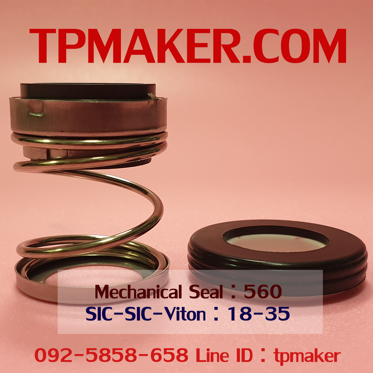Mechanical Seal แมคคานิคอล ซีล : รุ่น560 สปริงตรง : 18-35 SIC-SIC-Viton