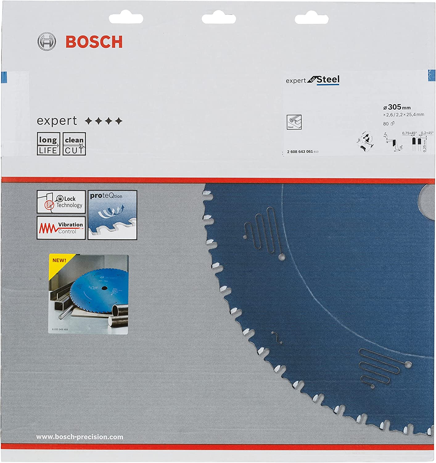 BOSCH 2608643061 - 305mm (12-inch) 80T Expert for Steel Circular Saw Blade -ใบเลื่อยวงเดือนตัดเหล็ก 305มม (12นิ้ว) x 80 ฟัน สำหรับเลื่อยตัดเหล็กไร้สะเก็ดไฟ- 2608643061