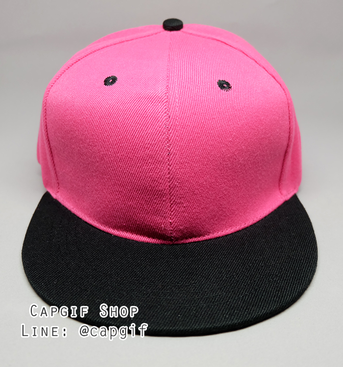 หมวกฮิปฮอปสีชมพูปีกดำ