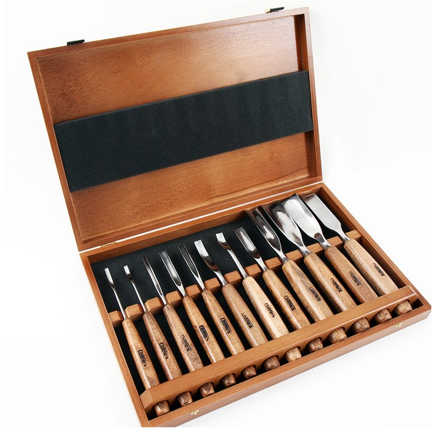 NAREX 868100 Set of carving chisels, PROFI 12pcs - ชุดสิ่วแกะสลักรุ่นสุดยอดของ NAREX (Made in Czech Republic)
