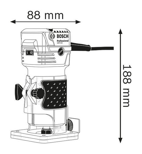 BOSCH GKF 550 1/4-inch Mini Router/ Trimmer - เครื่องเซาะร่องหัวจับดอกขนาด 1/4 นิ้ว - 06016A00K0