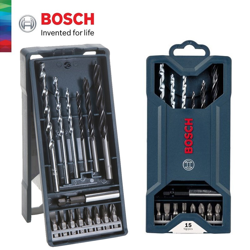 BOSCH 2607017408 15pcs Mini X-Line Drill bits and Screwdriver Bits Set - ดอกสว่านและดอกไขควง 15 ชิ้น - 2607017408