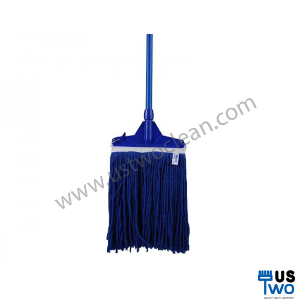 ไม้ม็อบถูพื้น ด้ามเหล็กกันสนิม ขนาด 10" (หัวคลิปล็อค) สีน้ำเงิน