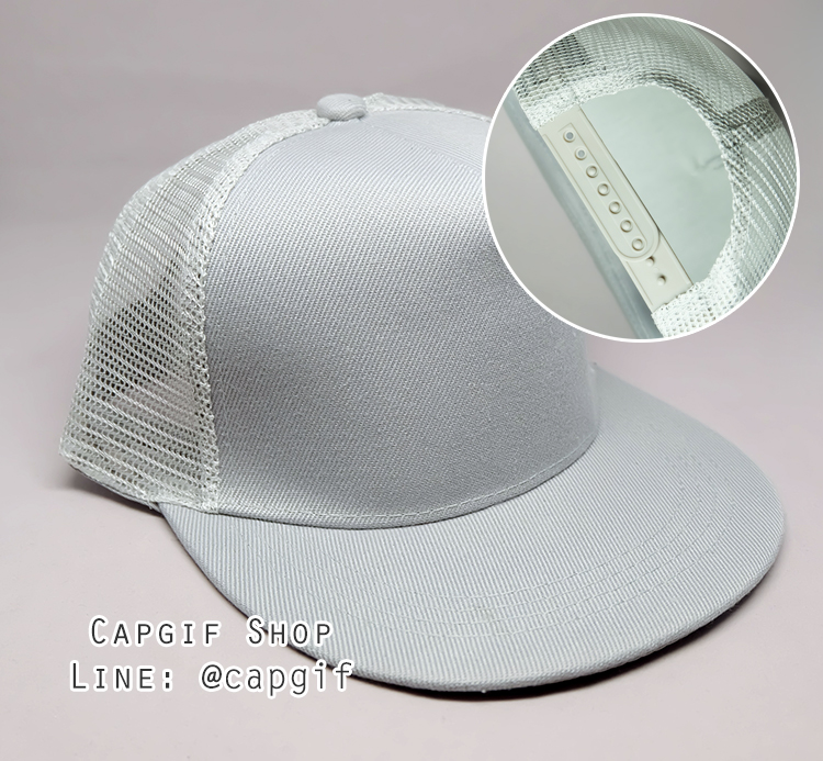 หมวกฮิปฮอปตาข่ายสีเทาล้วน