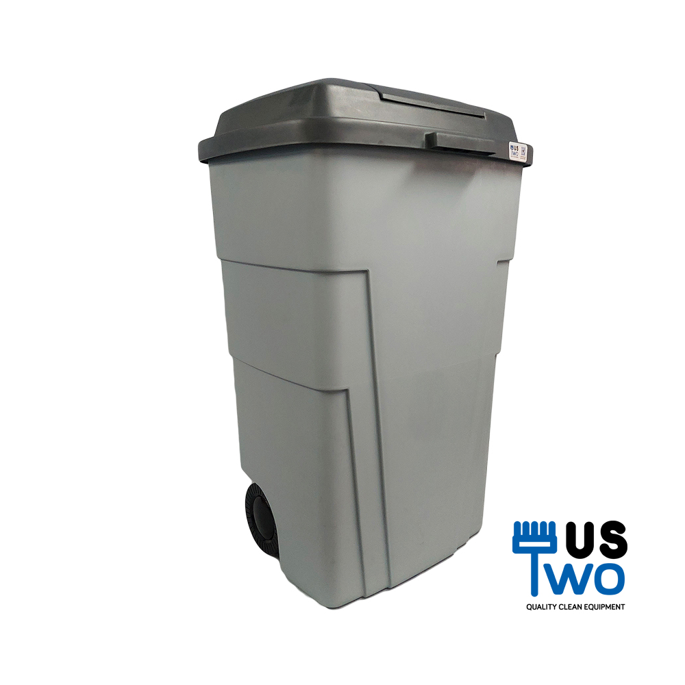 ถังขยะทรงเหลี่ยมฝาปิด มีล้อ 120 ลิตร