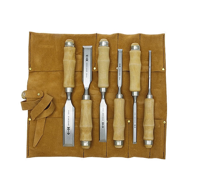 PFEIL 6 or 12 Bench Chisel Sets - สิ่วชุด 6 เล่ม หรือ 12 เล่ม PFEIL รุ่น Z.1 (Swiss made) (สินค้าสั่งซื้อล่วงหน้า Pre-Order)